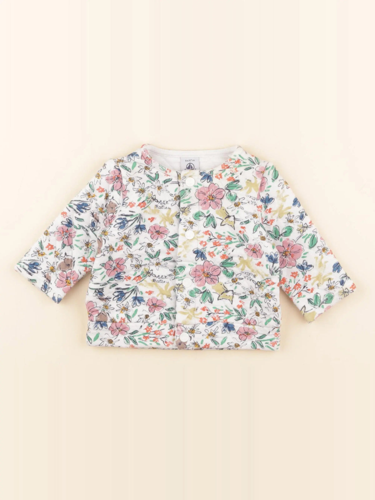 Petit Bateau - sweat blanc - 6 mois