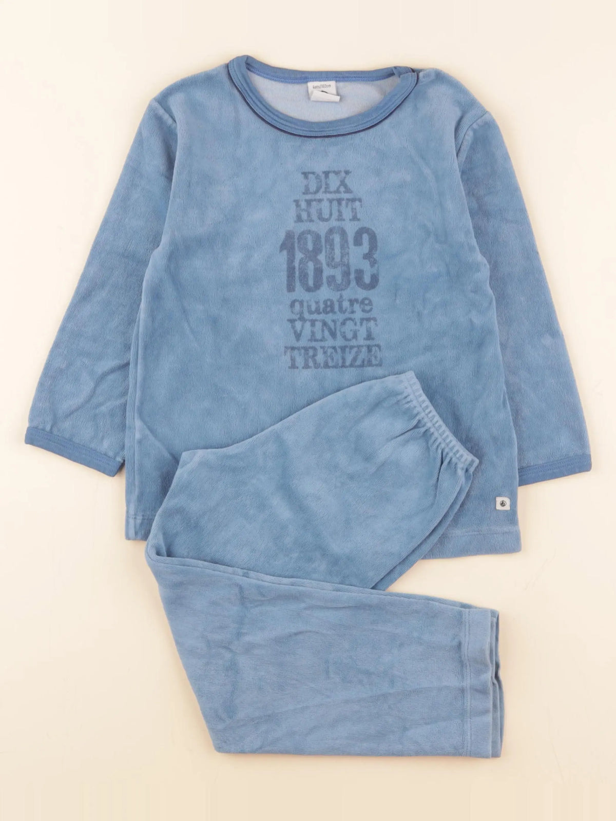Petit Bateau - pyjama velours bleu - 4 ans
