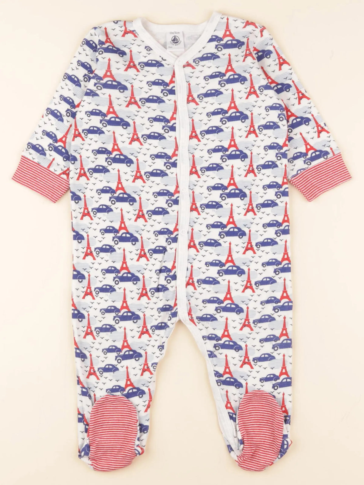 Petit Bateau - pyjama coton blanc - 12 mois