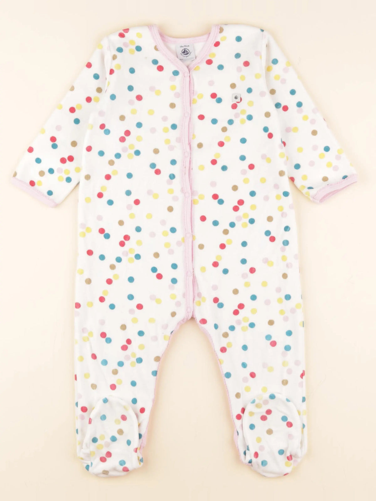 Petit Bateau - pyjama velours blanc - 18 mois
