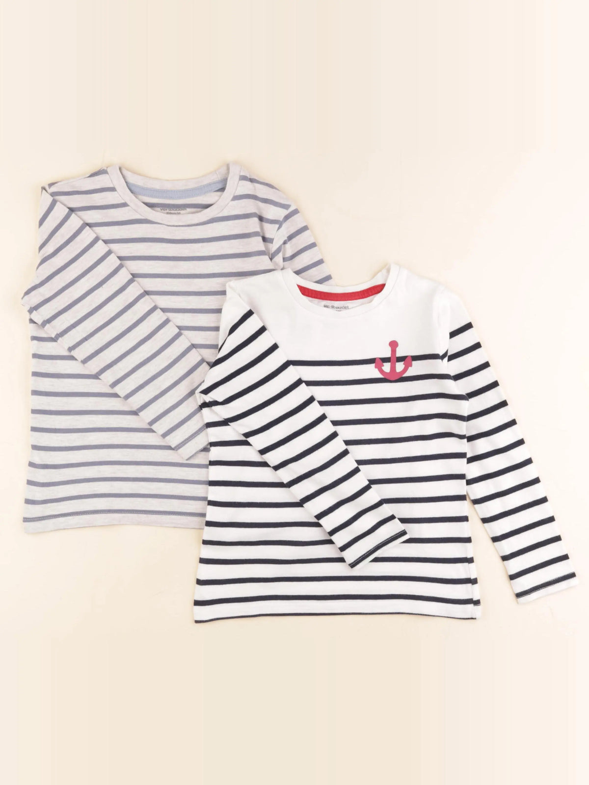 Vertbaudet - lot de 2 tee-shirts blanc, bleu - 5 ans