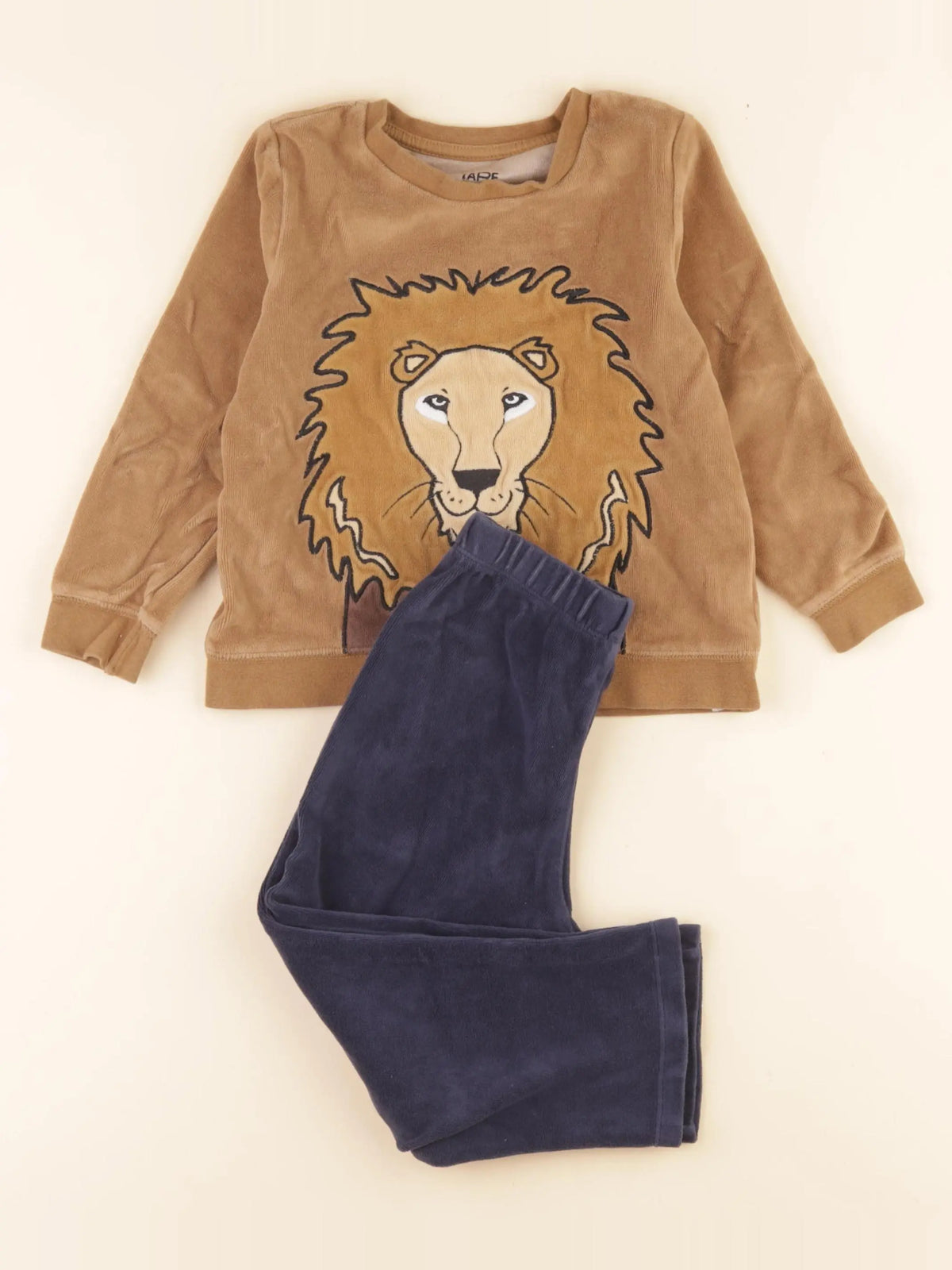 La Redoute - pyjama velours bleu, marron - 3 ans