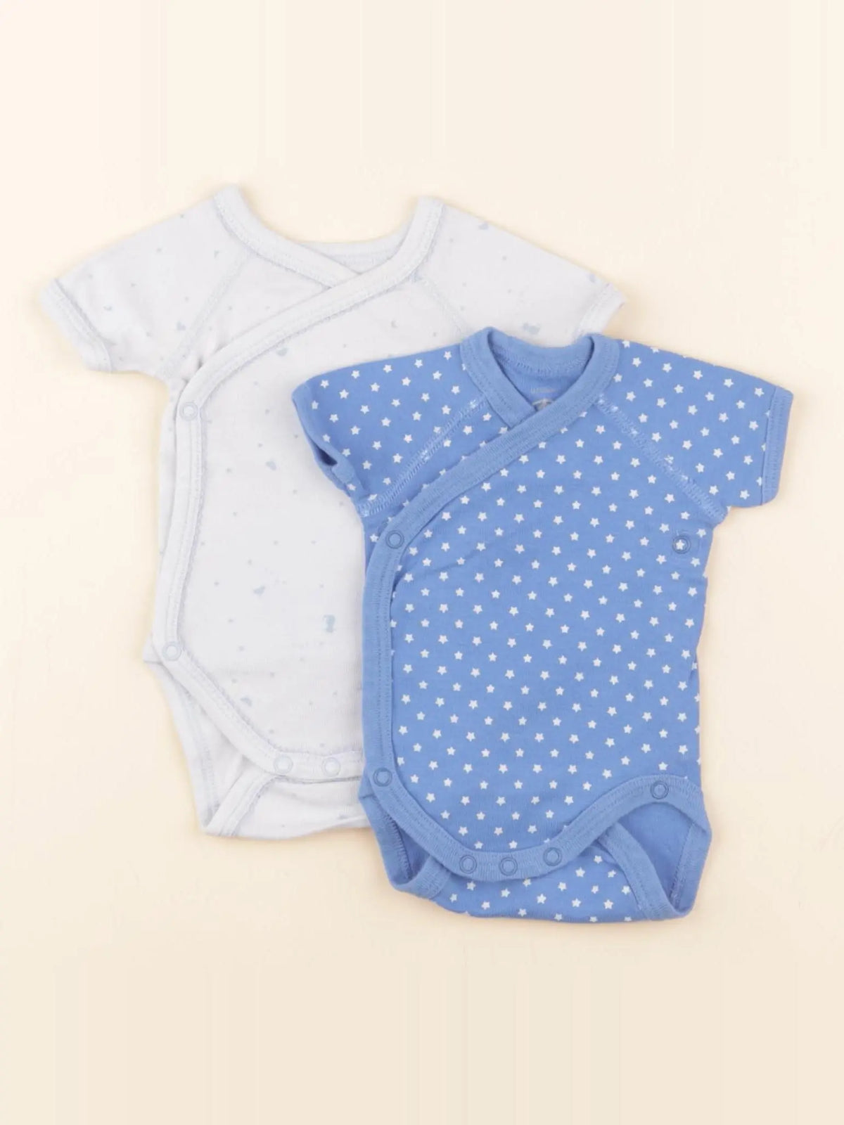 Petit Bateau - lot de 2 bodies en coton bleu - 0 mois