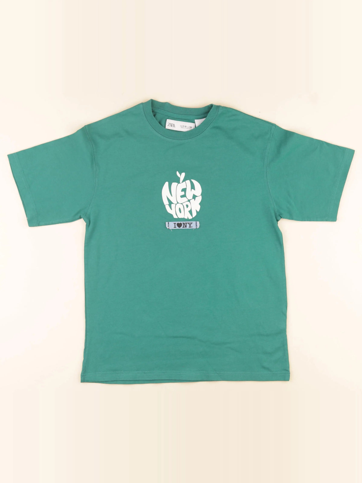 Zara - tee-shirt imprimé au dos vert - 11/12 ans