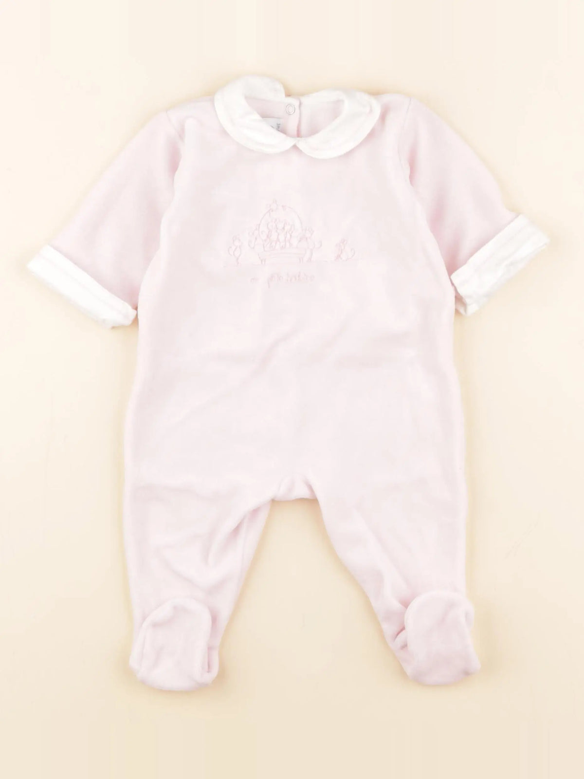 Petit Bateau - pyjama velours rose - 3 mois