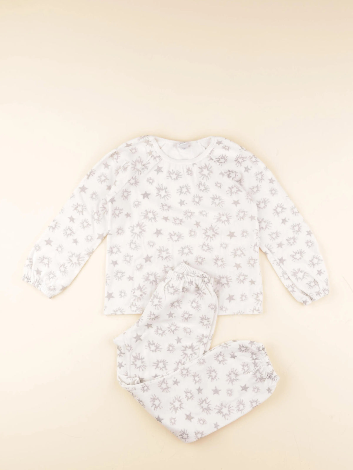 Petit Bateau - pyjama velours blanc, argent - 6 ans