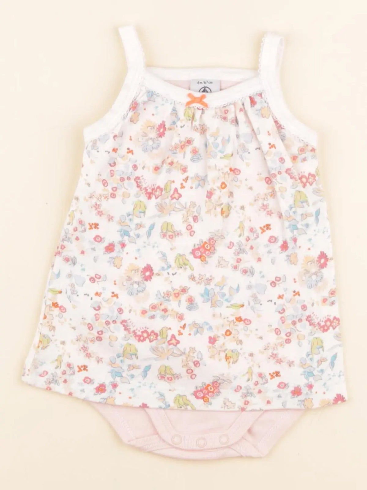 Petit Bateau - body robe blanc - 6 mois