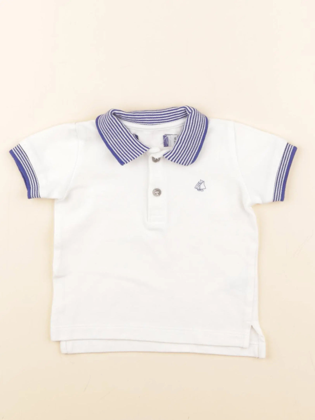 Petit Bateau - polo blanc - 12 mois