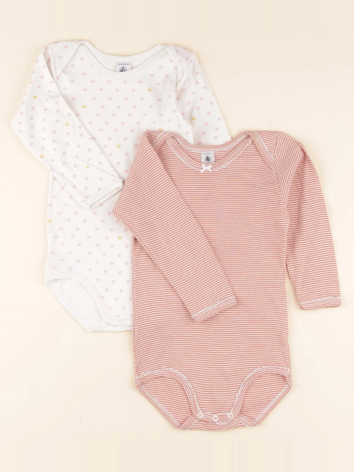 Petit Bateau - lot de 2 bodies en coton rose - 24 mois