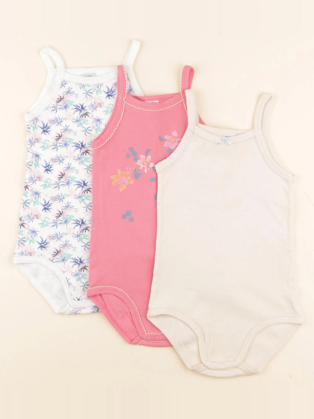 Petit Bateau - lot de 3 bodies en coton jaune - 36 mois