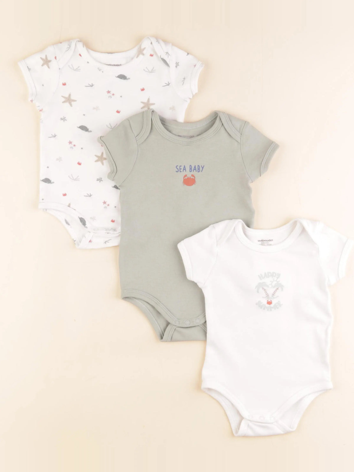 Vertbaudet - lot de 3 bodies en coton multicolore - 12 mois