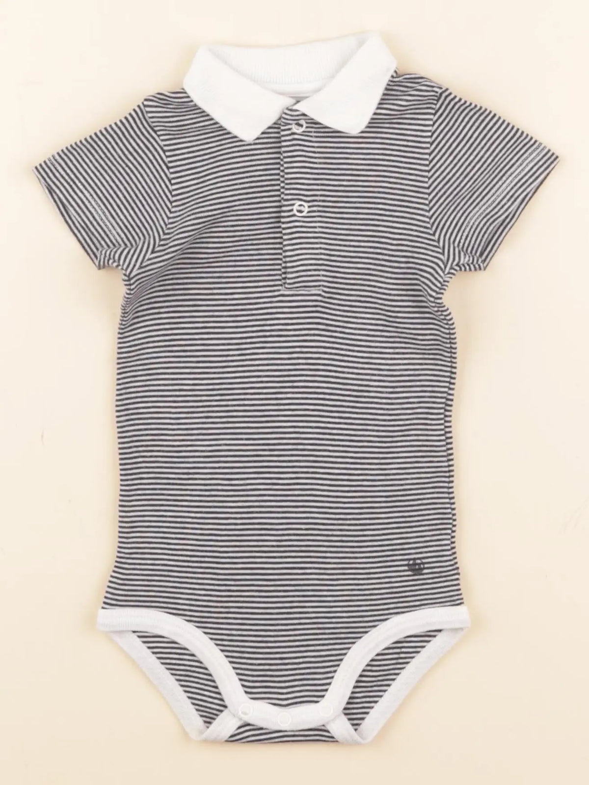 Petit Bateau - body à col bleu - 6 mois