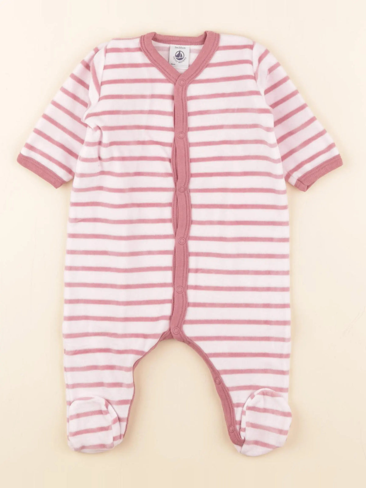 Petit Bateau - pyjama velours rose - 3 mois