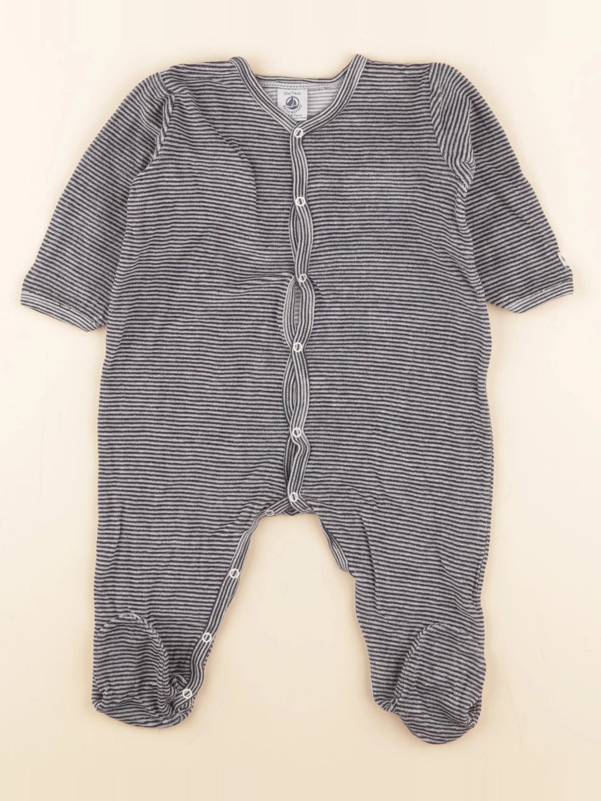 Petit Bateau - pyjama velours bleu - 12 mois