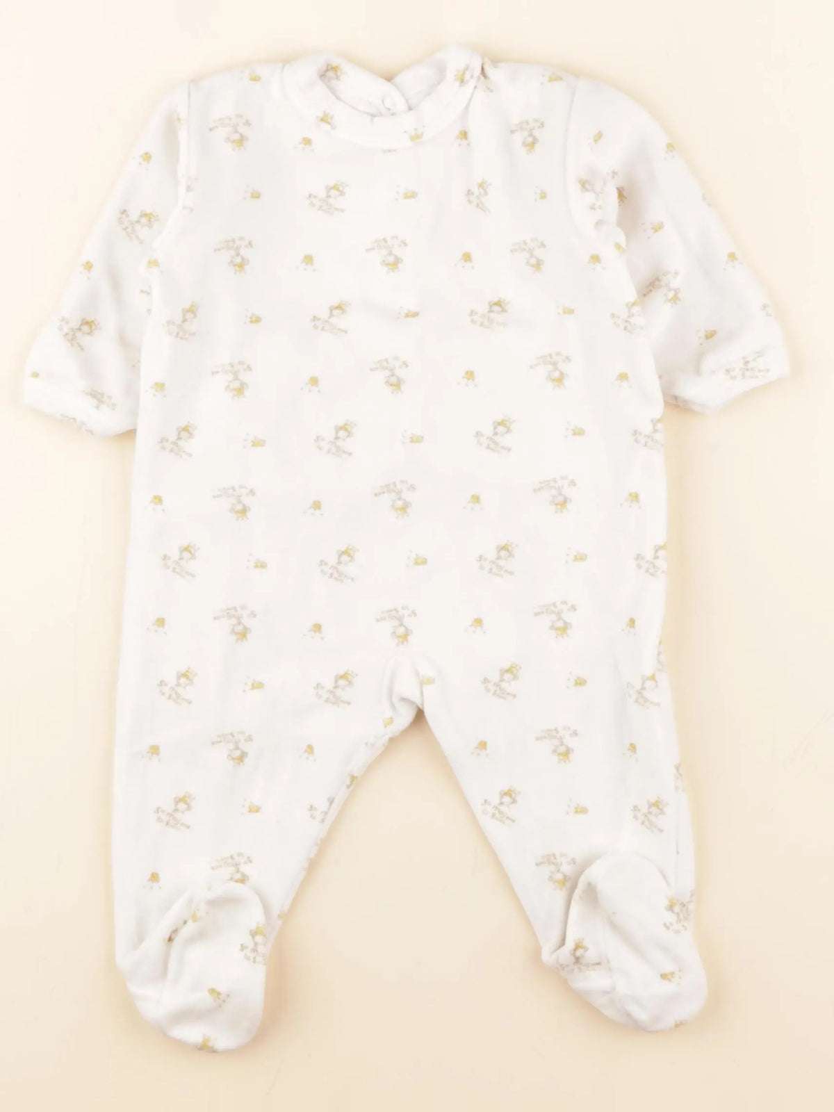 Petit Bateau - pyjama velours beige - 6 mois