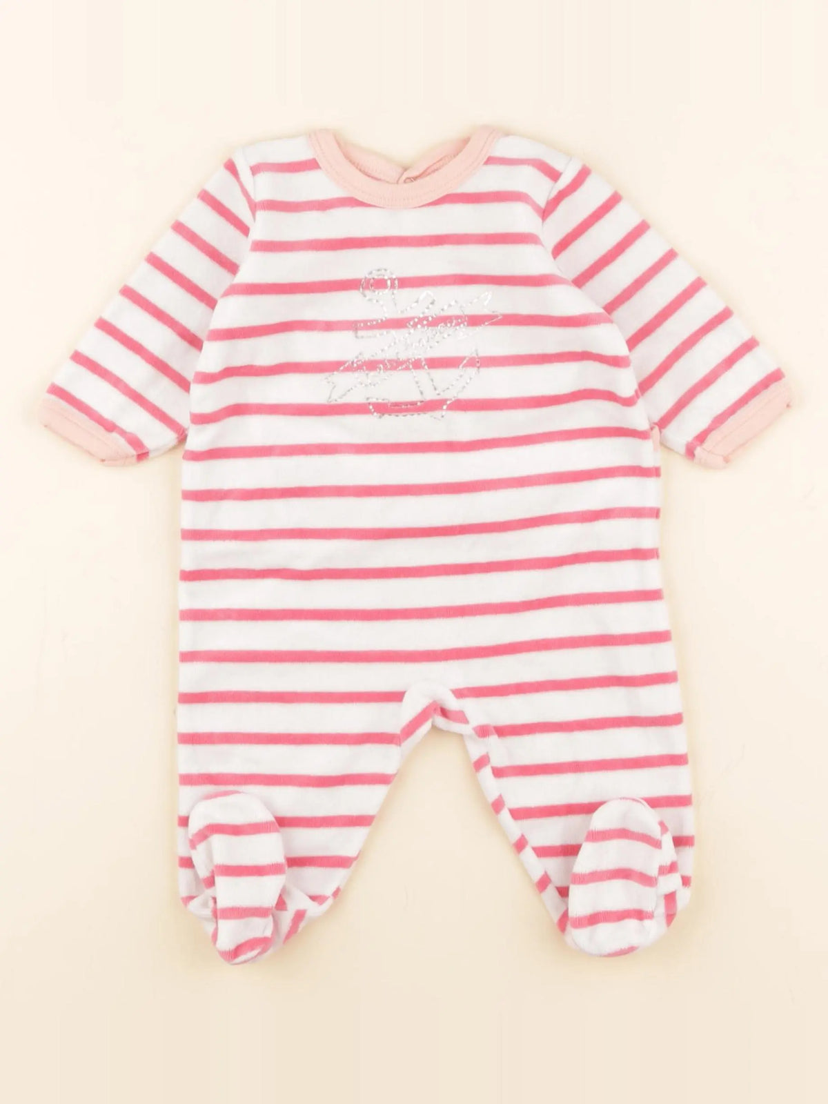 Petit Bateau - pyjama velours blanc - 12 mois