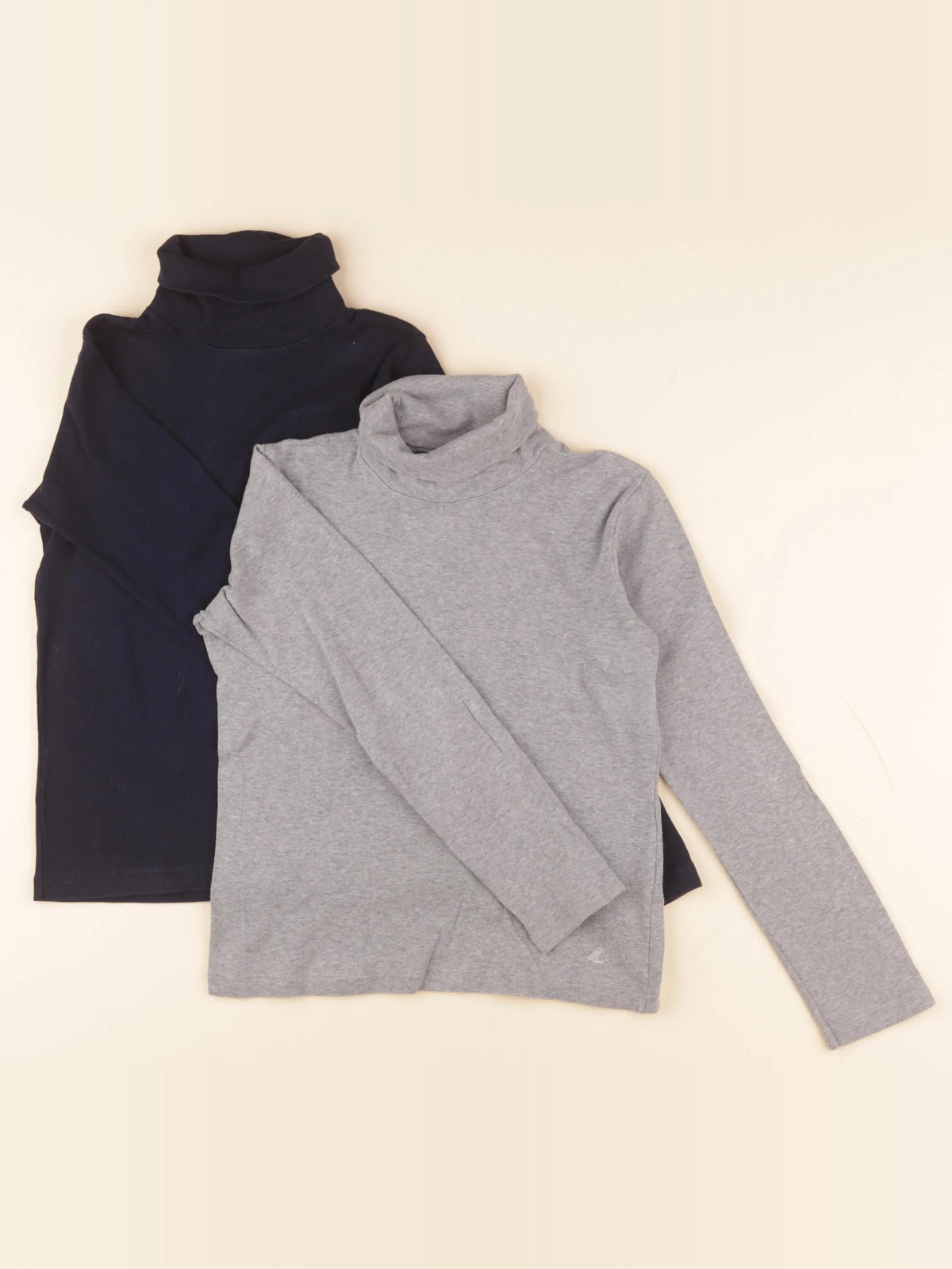 Petit Bateau - lot de 2 sous-pull gris, bleu - 10 ans