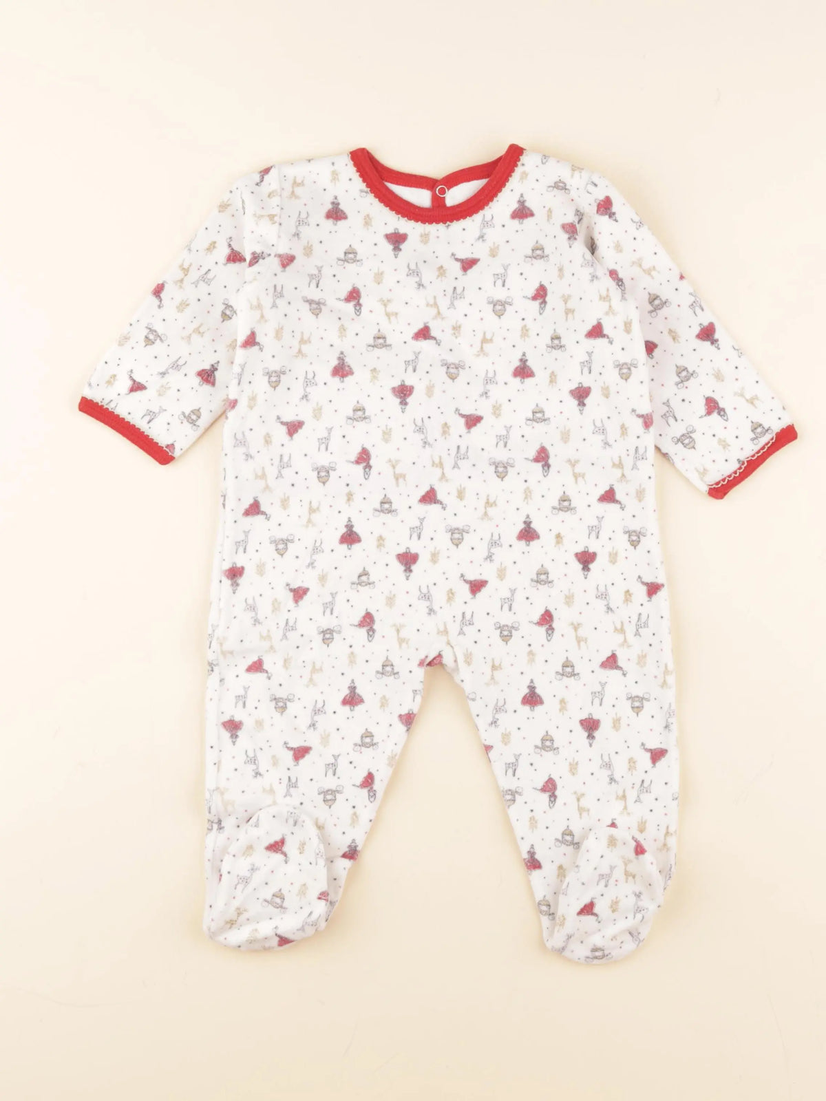 Petit Bateau - pyjama velours blanc - 12 mois