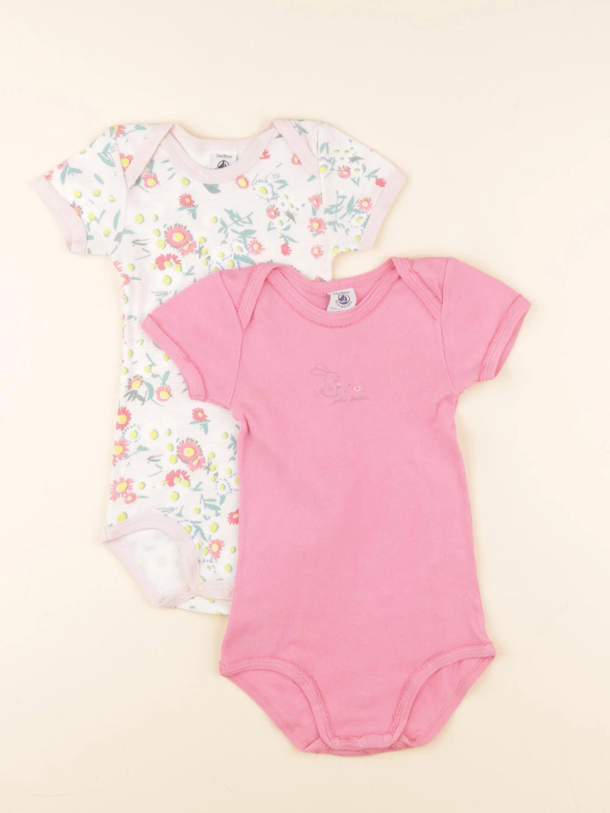 Petit Bateau - lot de 2 bodies en coton rose - 24 mois