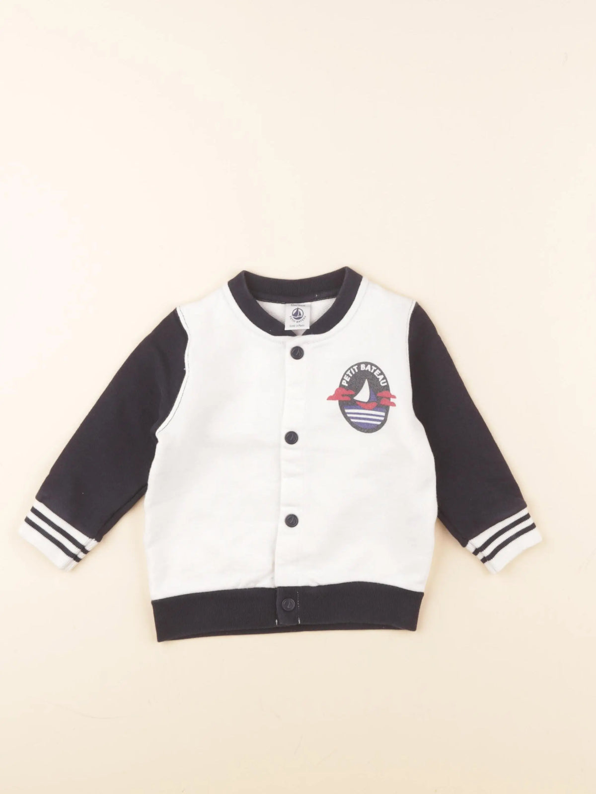 Petit Bateau - sweat imprimé au dos blanc - 12 mois