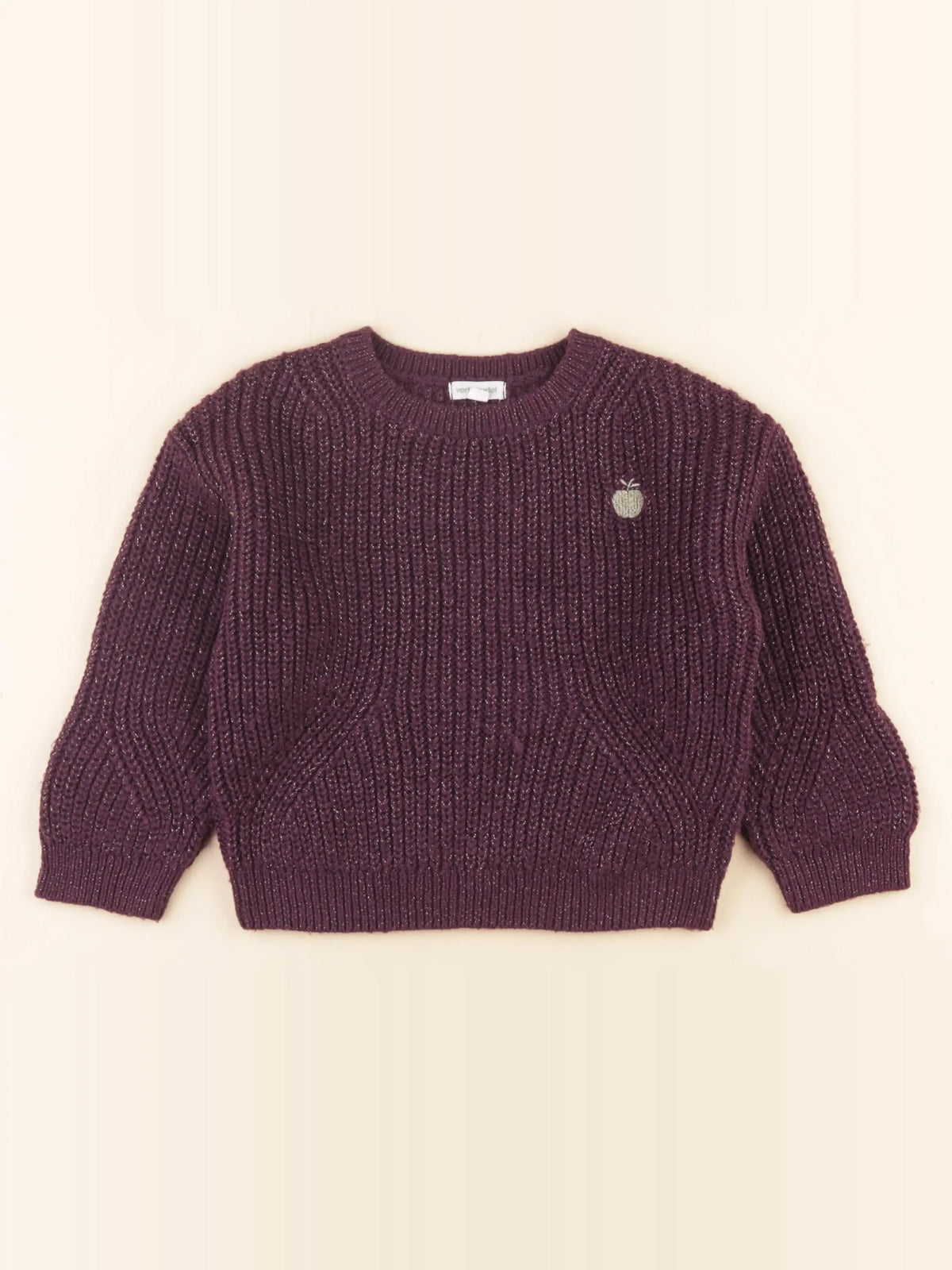 Vertbaudet - pull violet, or - 5 ans