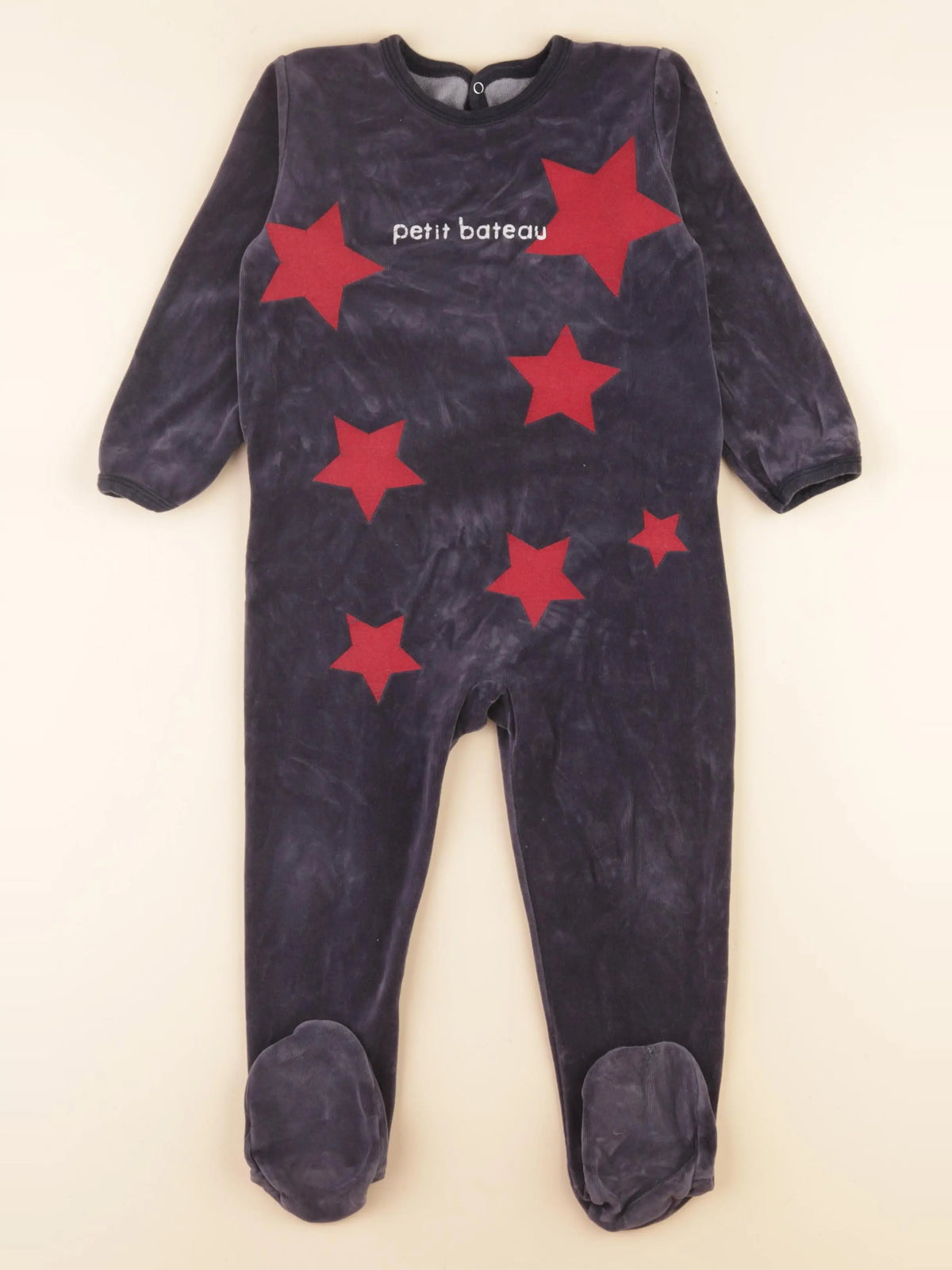 Petit Bateau - pyjama velours bleu - 36 mois