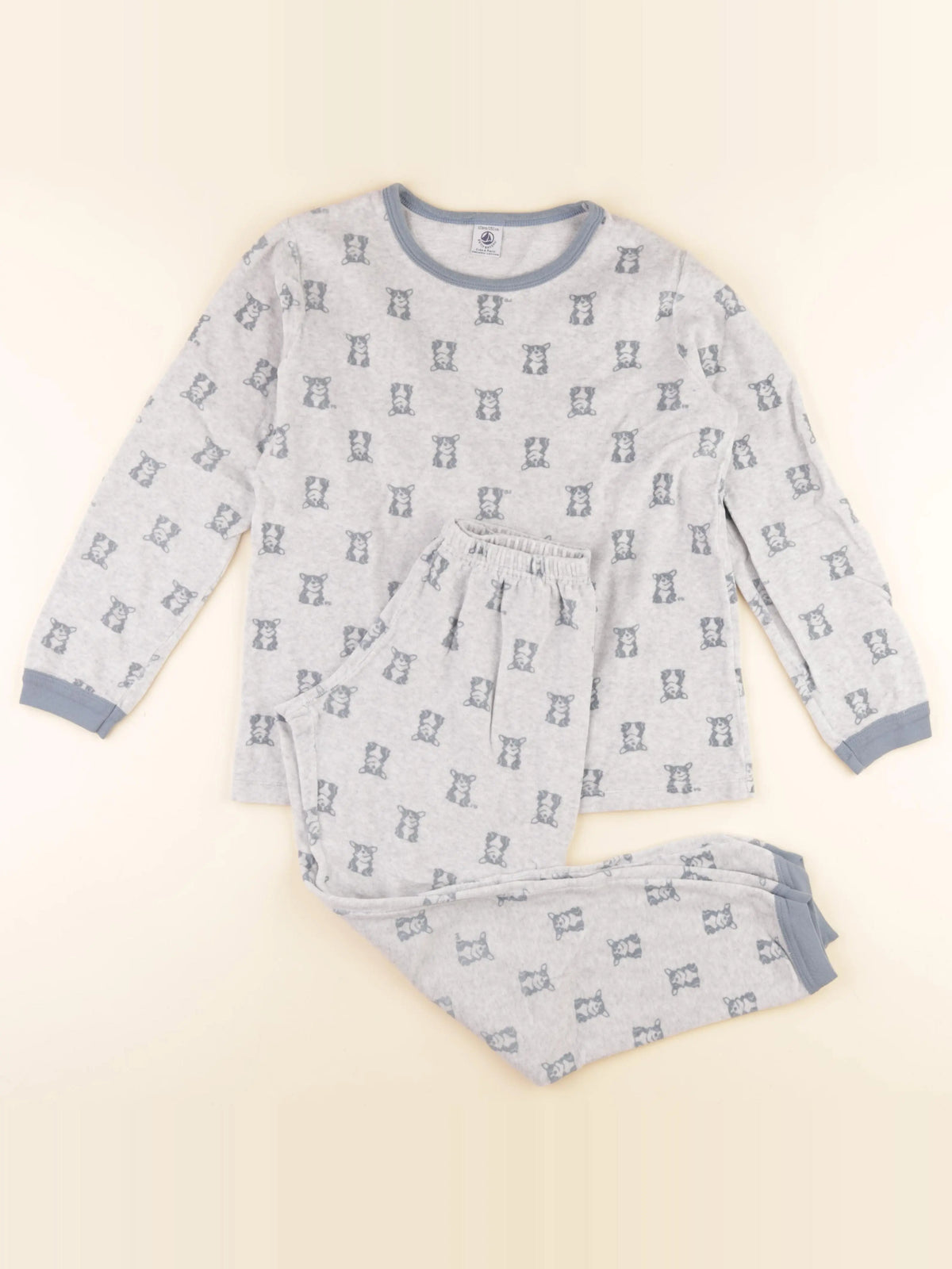 Petit Bateau - pyjama velours gris - 12 ans