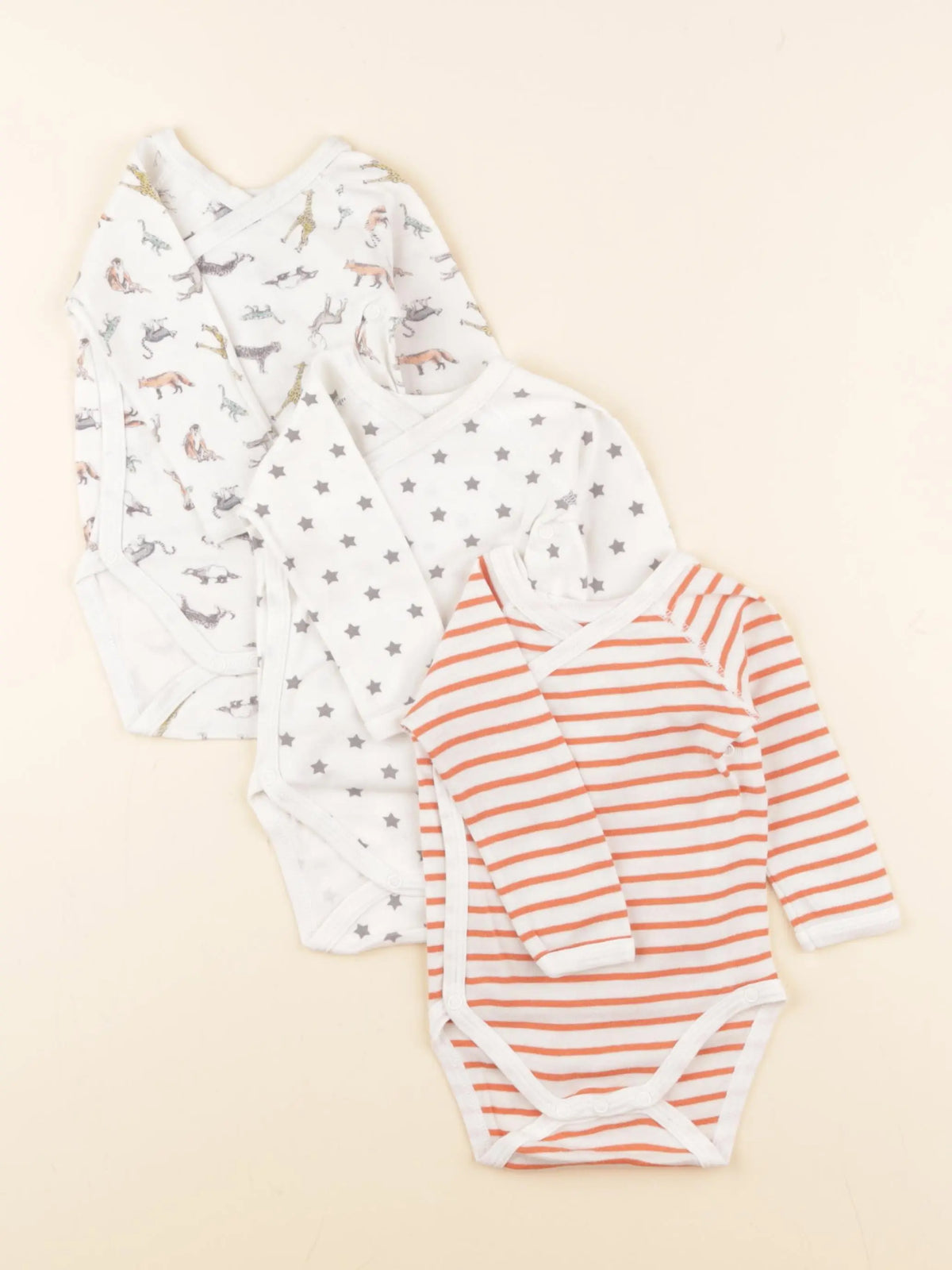 Petit Bateau - lot de 3 bodies en coton multicolore - 3 mois