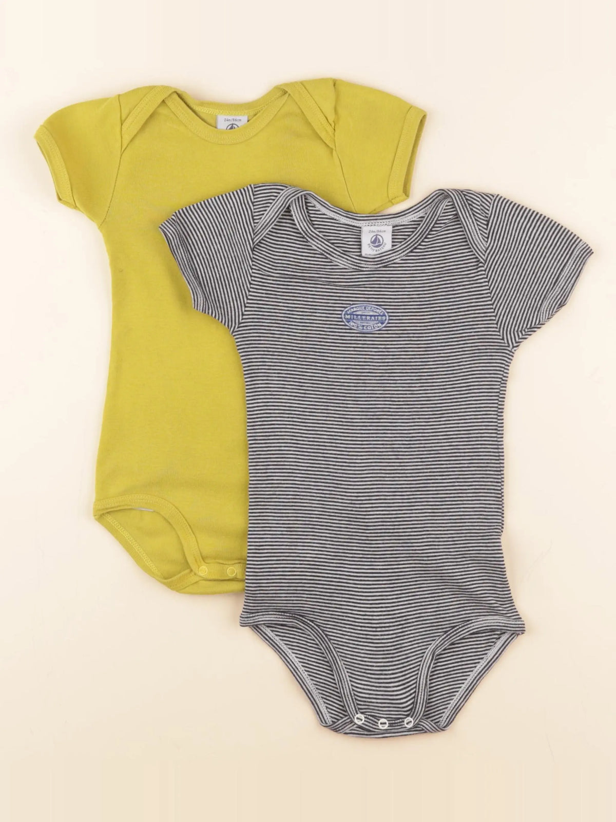 Petit Bateau - lot de 2 bodies en coton multicolore - 24 mois