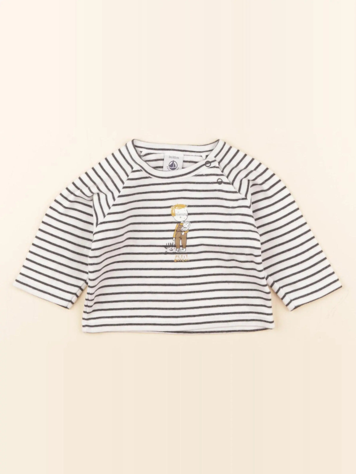 Petit Bateau - sweat blanc, bleu - 3 mois