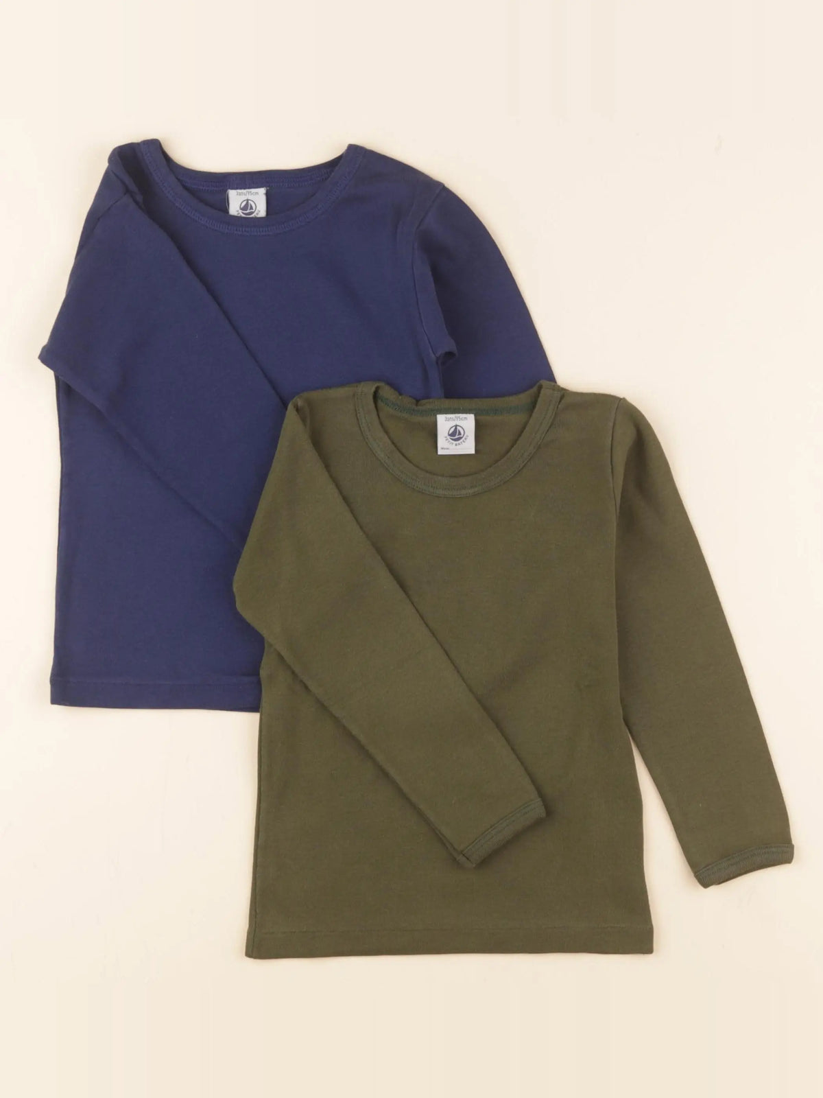 Petit Bateau - lot de 2 maillots de corps bleu, vert - 3 ans