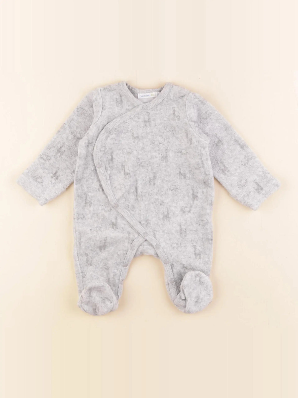 Boutchou - pyjama velours gris - 0 mois