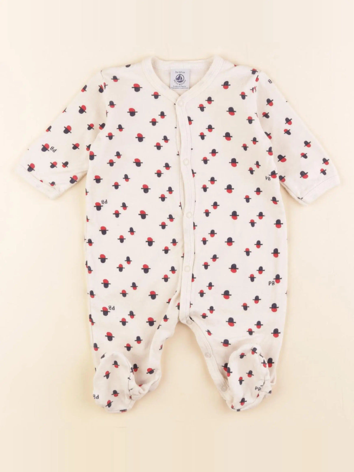 Petit Bateau - pyjama coton beige - 3 mois