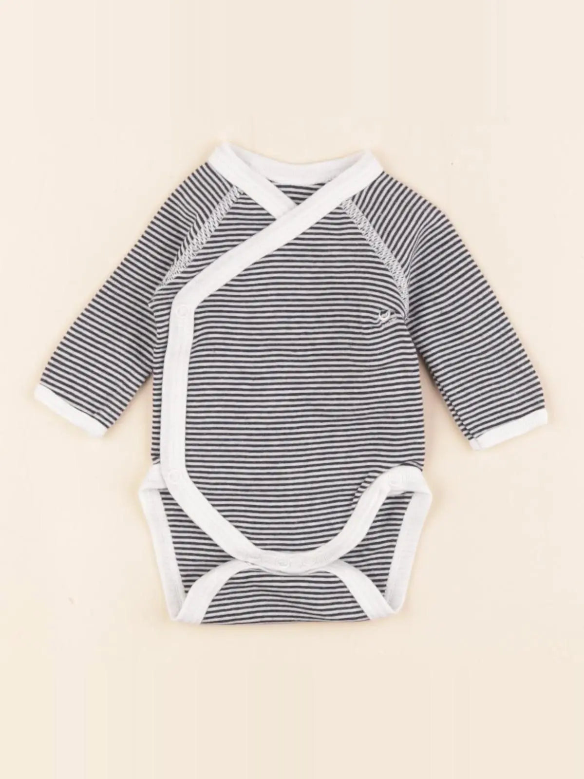 Petit Bateau - body blanc, bleu - 1 mois