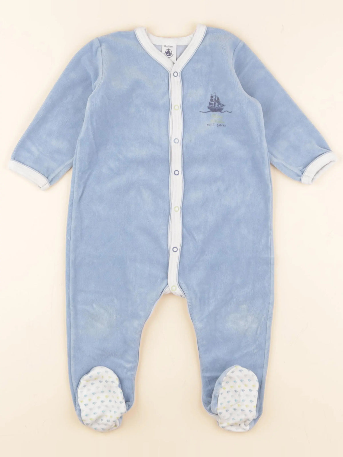 Petit Bateau - pyjama velours bleu - 18 mois