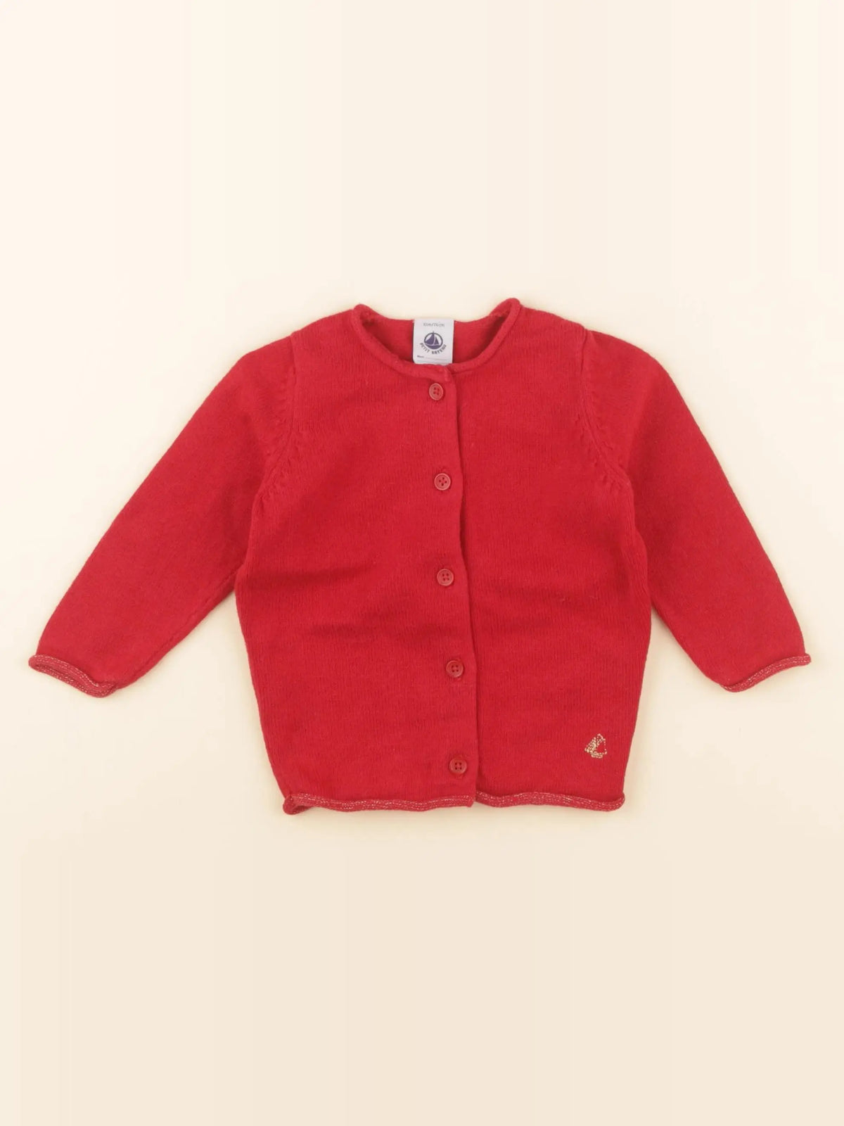 Petit Bateau - gilet rouge - 12 mois