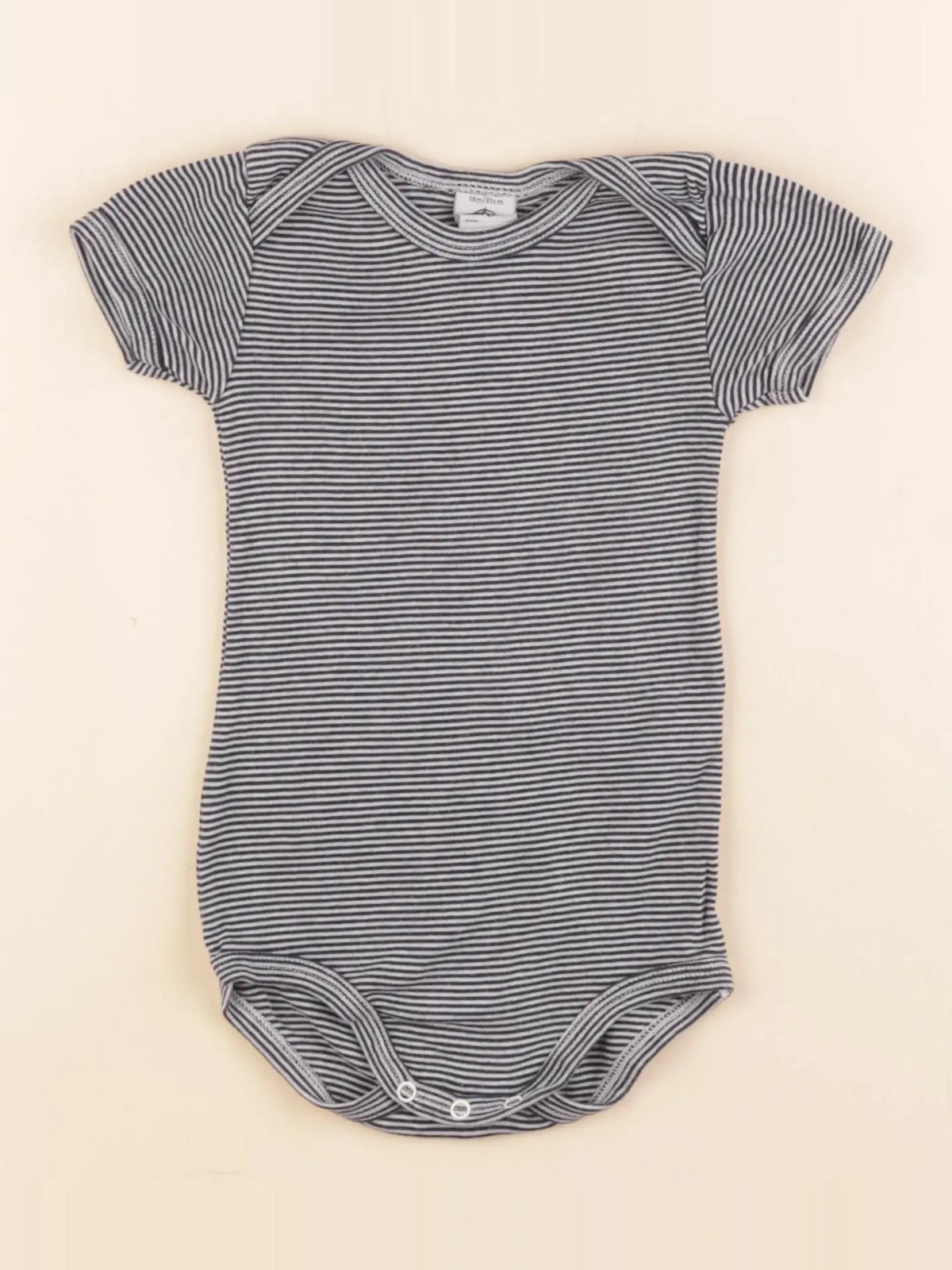Petit Bateau - body blanc, bleu - 18 mois