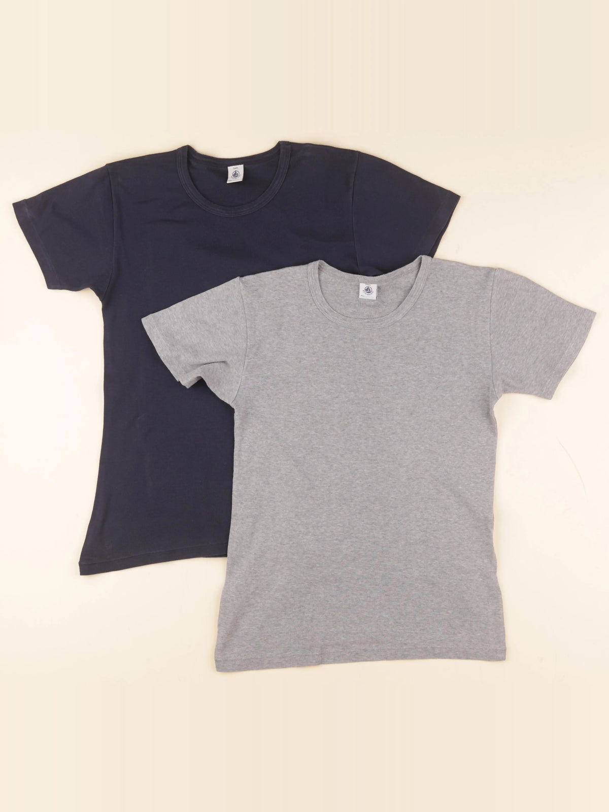 Petit Bateau - lot de 2 maillots de corps bleu, gris - 14 ans