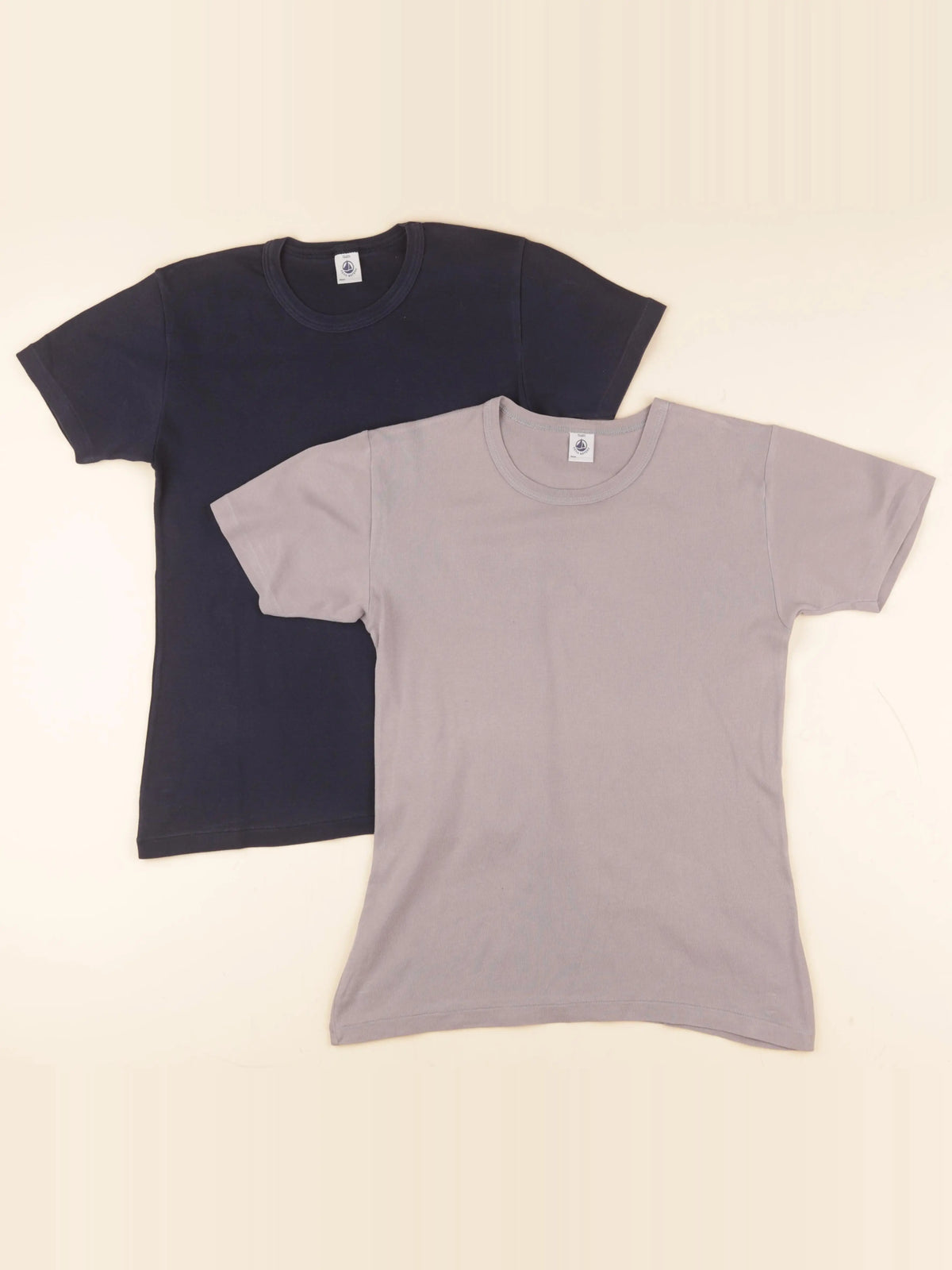 Petit Bateau - lot de 2 maillots de corps bleu, gris - 14 ans