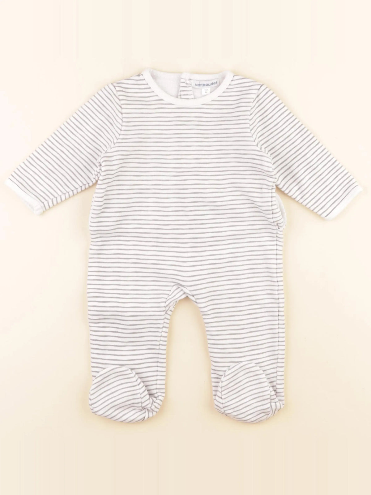 Vertbaudet - pyjama coton blanc, gris - 9 mois