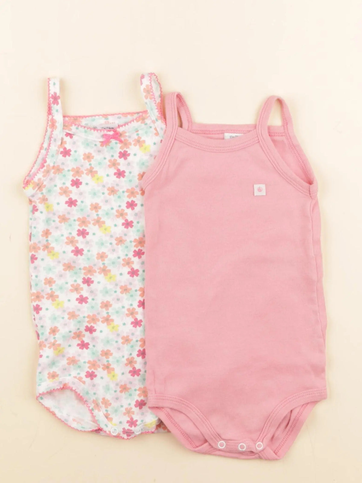 Petit Bateau - lot de 2 bodies en coton rose - 12 mois