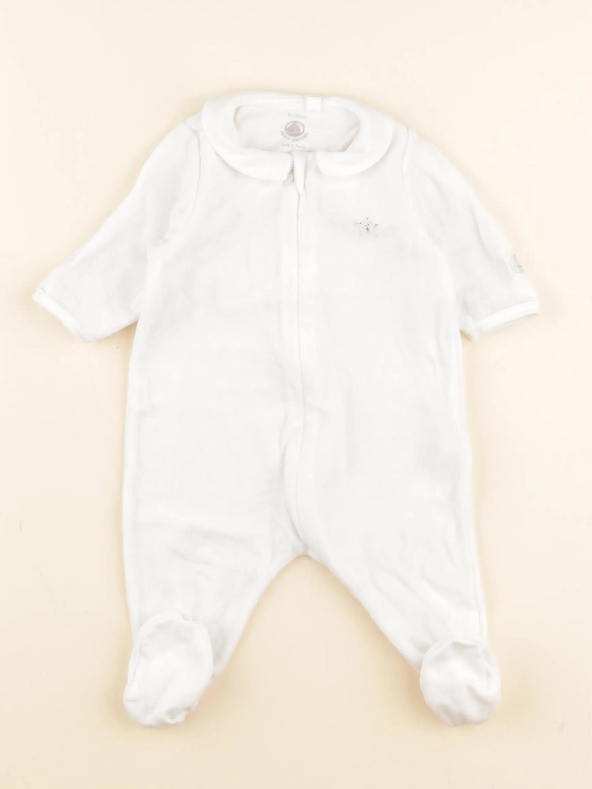 Petit Bateau - pyjama velours blanc - 3 mois