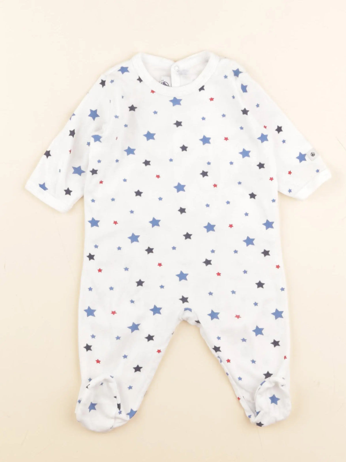 Petit Bateau - pyjama coton blanc, bleu - 3 mois
