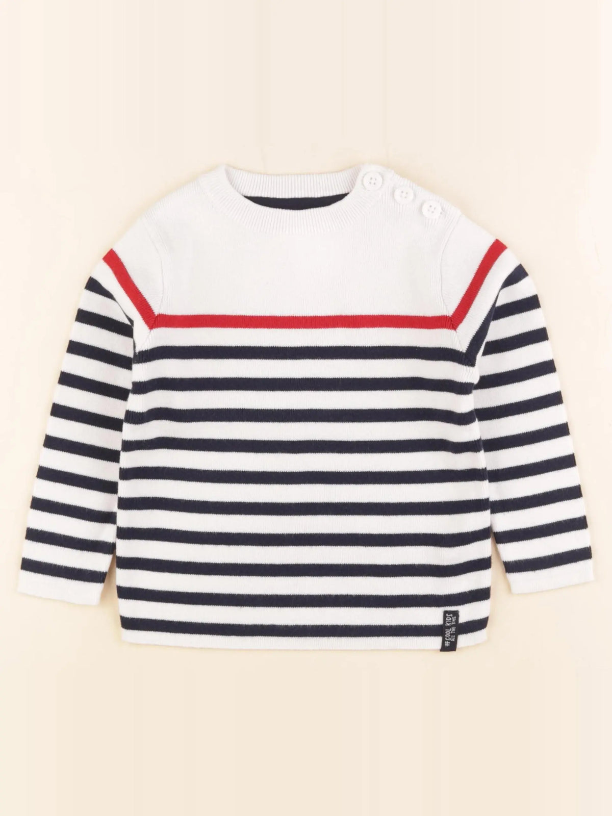 Vertbaudet - pull blanc, bleu - 3 ans