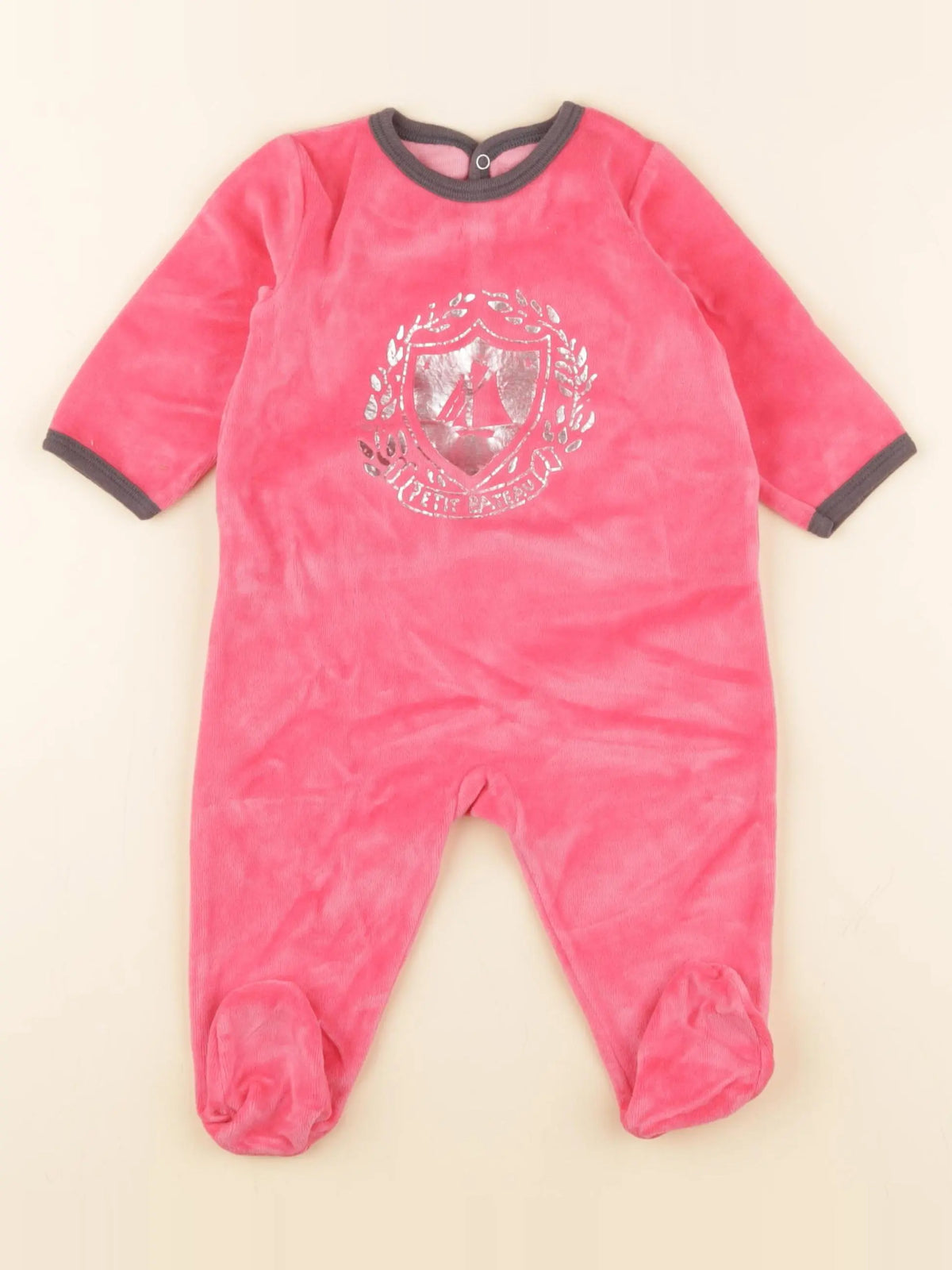 Petit Bateau - pyjama velours rose - 6 mois