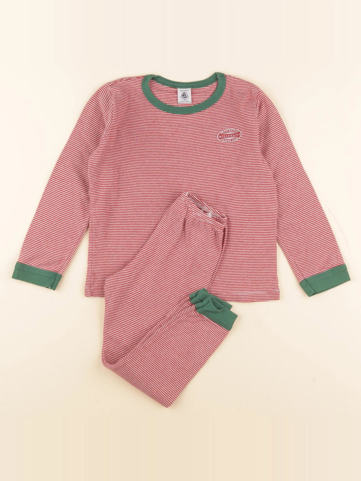 Petit Bateau - pyjama coton rouge, blanc - 6 ans