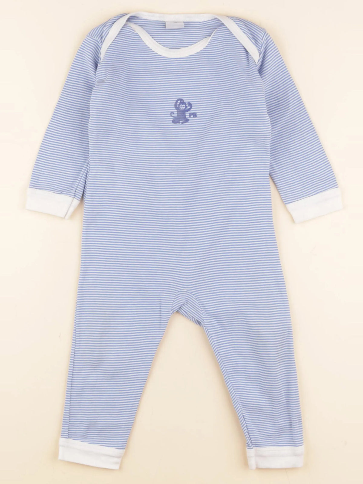 Petit Bateau - pyjama coton blanc, bleu - 18 mois