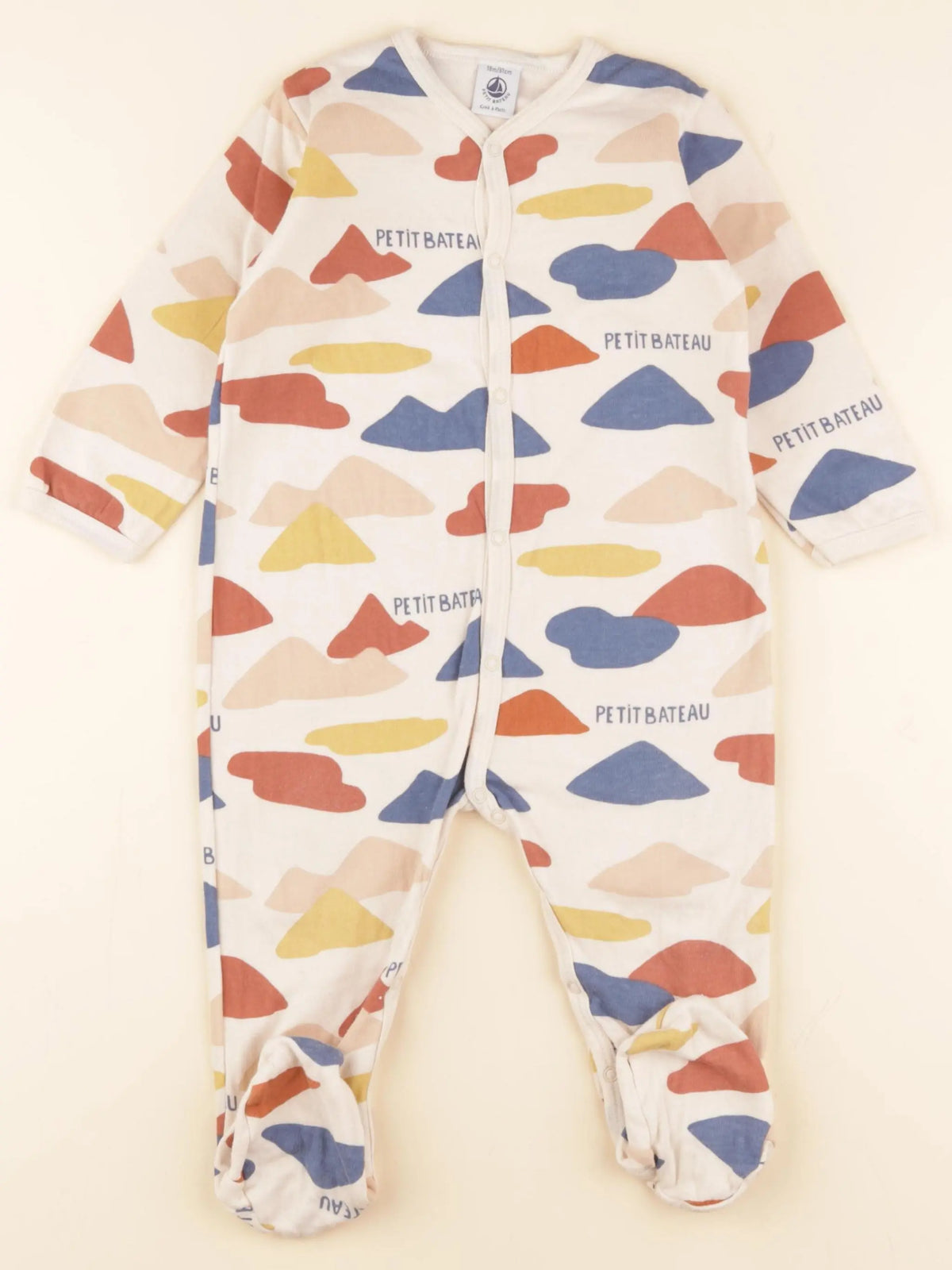 Petit Bateau - pyjama coton multicolore, marron - 18 mois