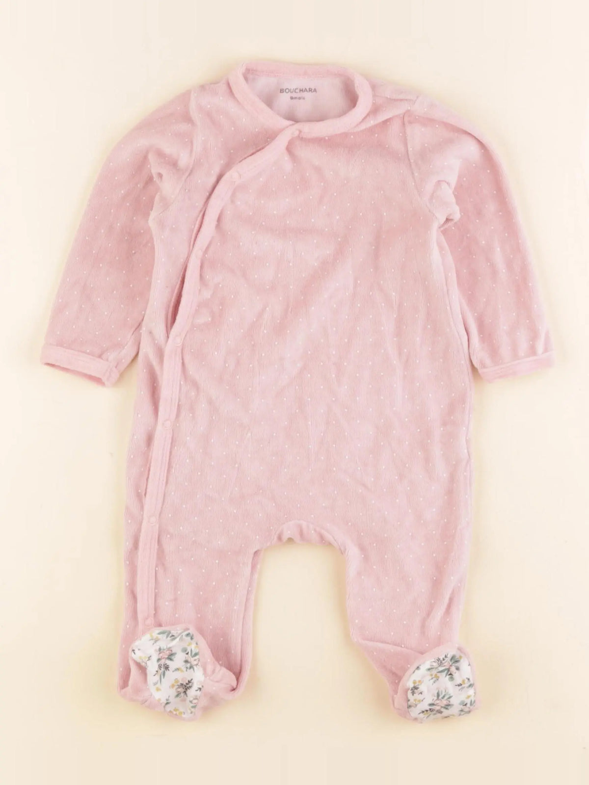 Bouchara - pyjama velours rose - 9 mois