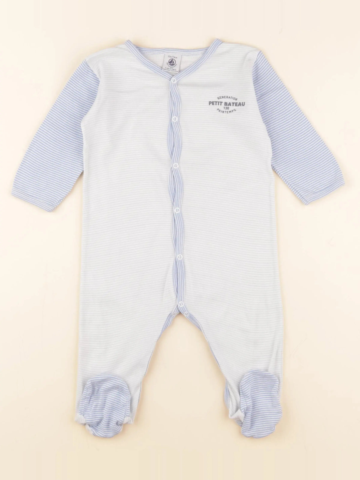 Petit Bateau - pyjama coton bleu - 12 mois